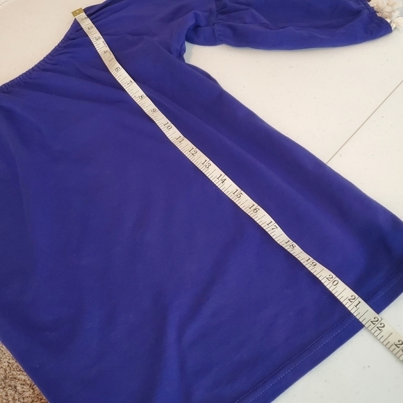 UMGEE M Boho Peasant Top Tassels Flower Stitched Embroidery Blue Bell Sleeves - Picture 9 of 11